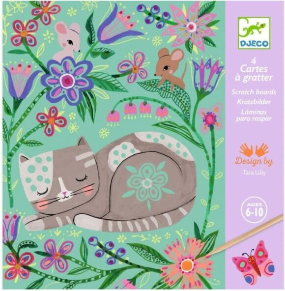 Tarjetas para rascar - encuentros animales del jardín