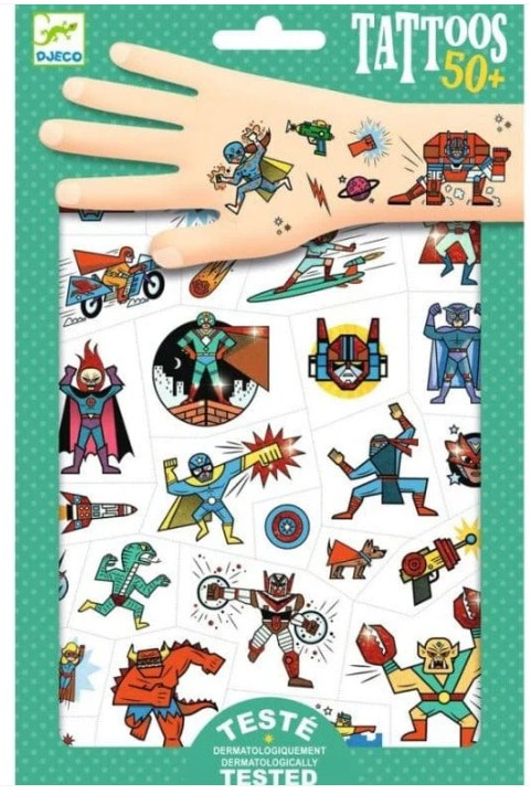 Tatuajes temporales héroes vs villanos - Design by Djeco
